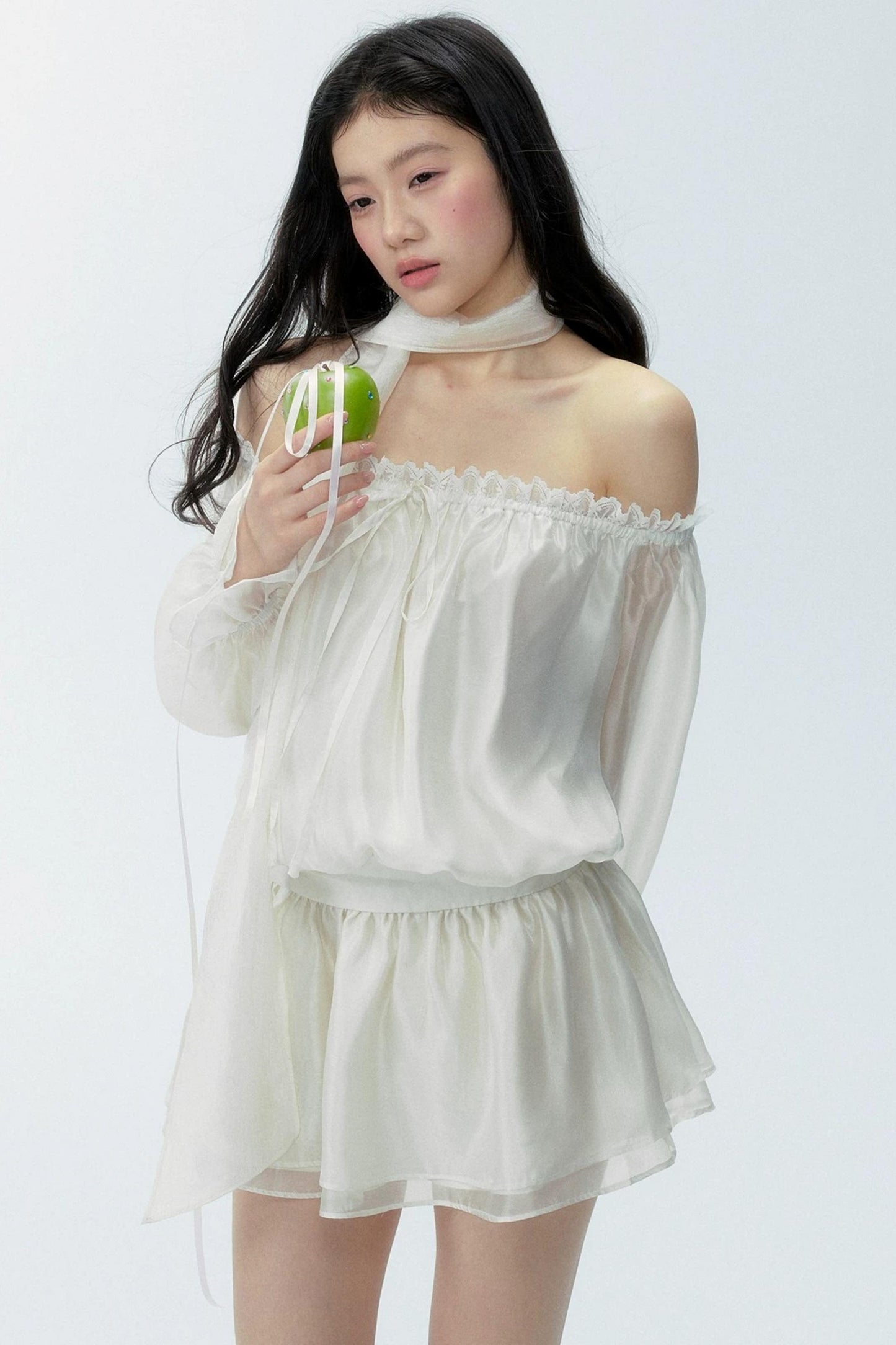 Gauze One-Shoulder Dress