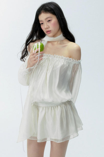 Gauze One-Shoulder Dress