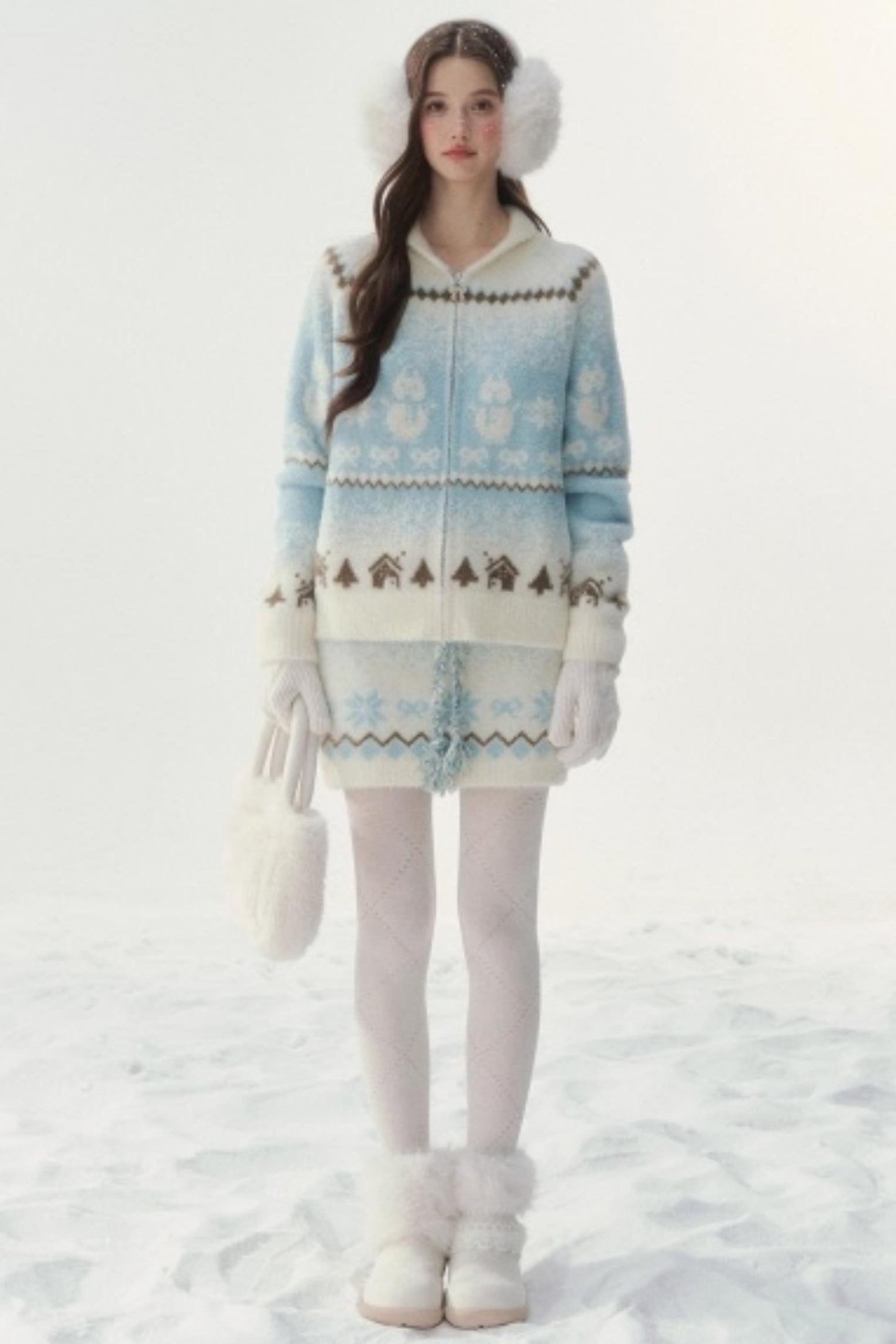 Fair Isle Mink Sweater Skirt Set-Up