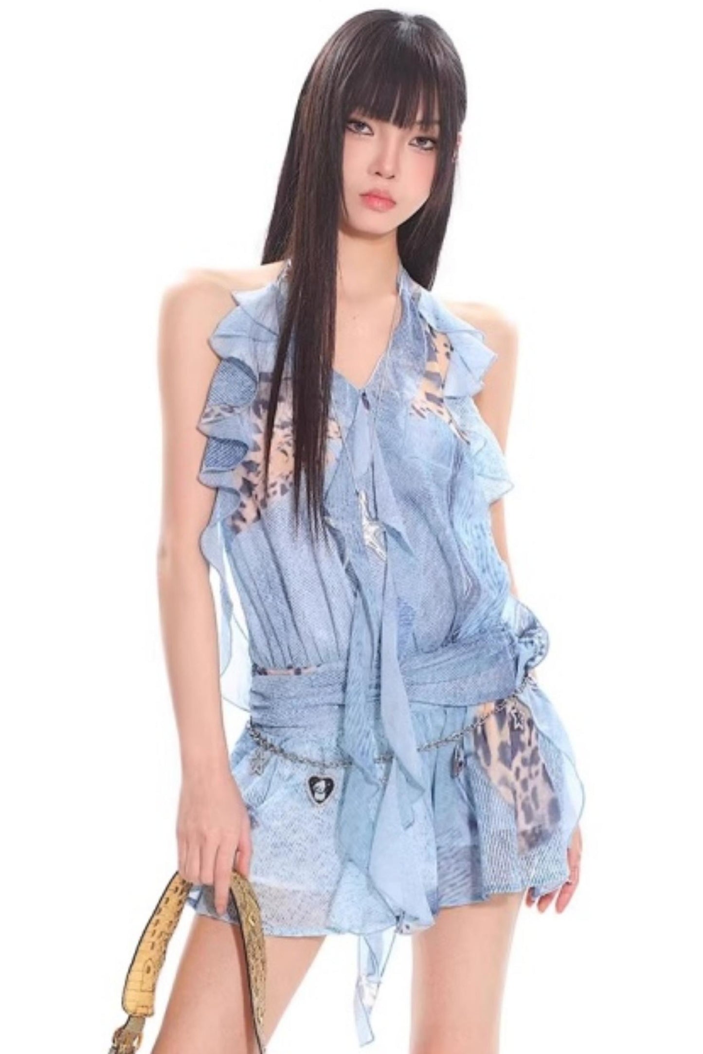 Retro Slim-Fit Short Skirt Set-Up