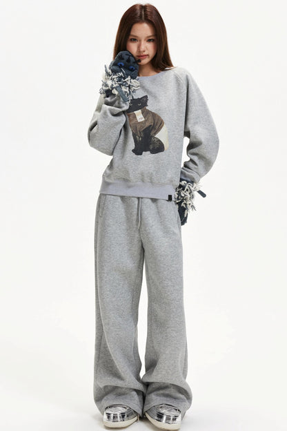 Kitten Print Raglan Sweater