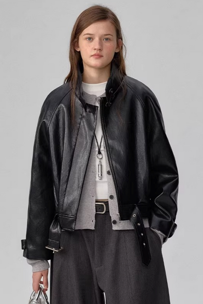 Heavy-Duty Black Leather Jacket