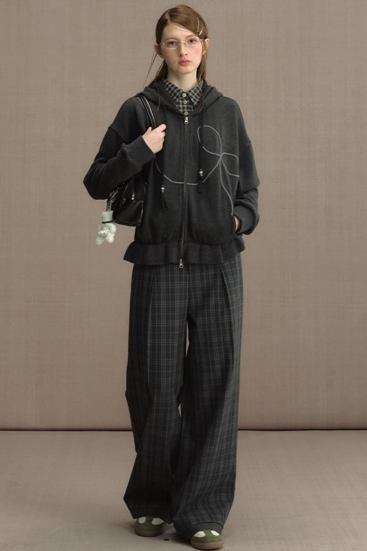 Autumn Gray Hooded Zipper Jacket