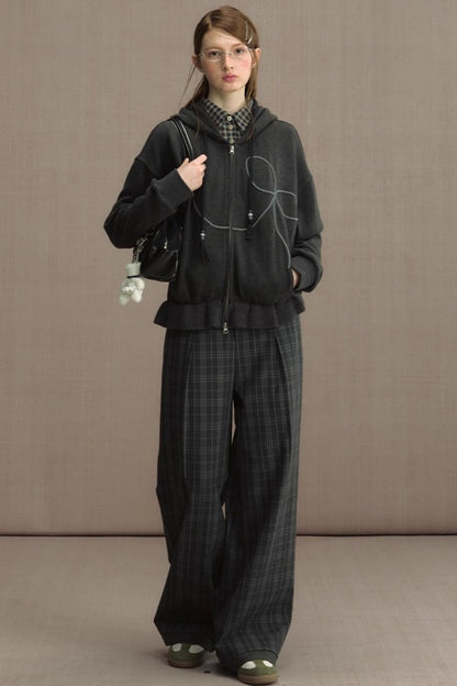 Autumn Gray Hooded Zipper Jacket