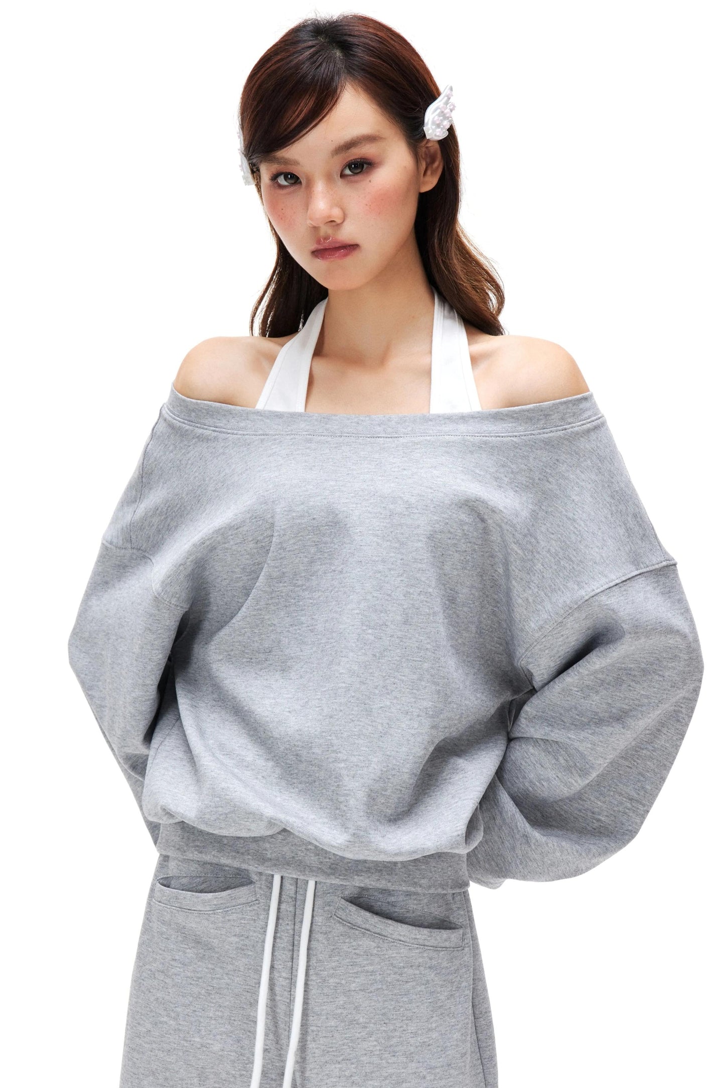 Halter Neck Pullover Sweater Set-Up
