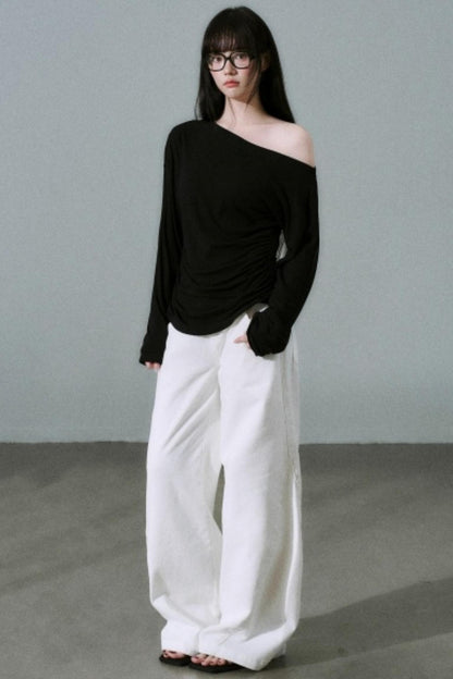 Lyocell Wool Off-Shoulder Top