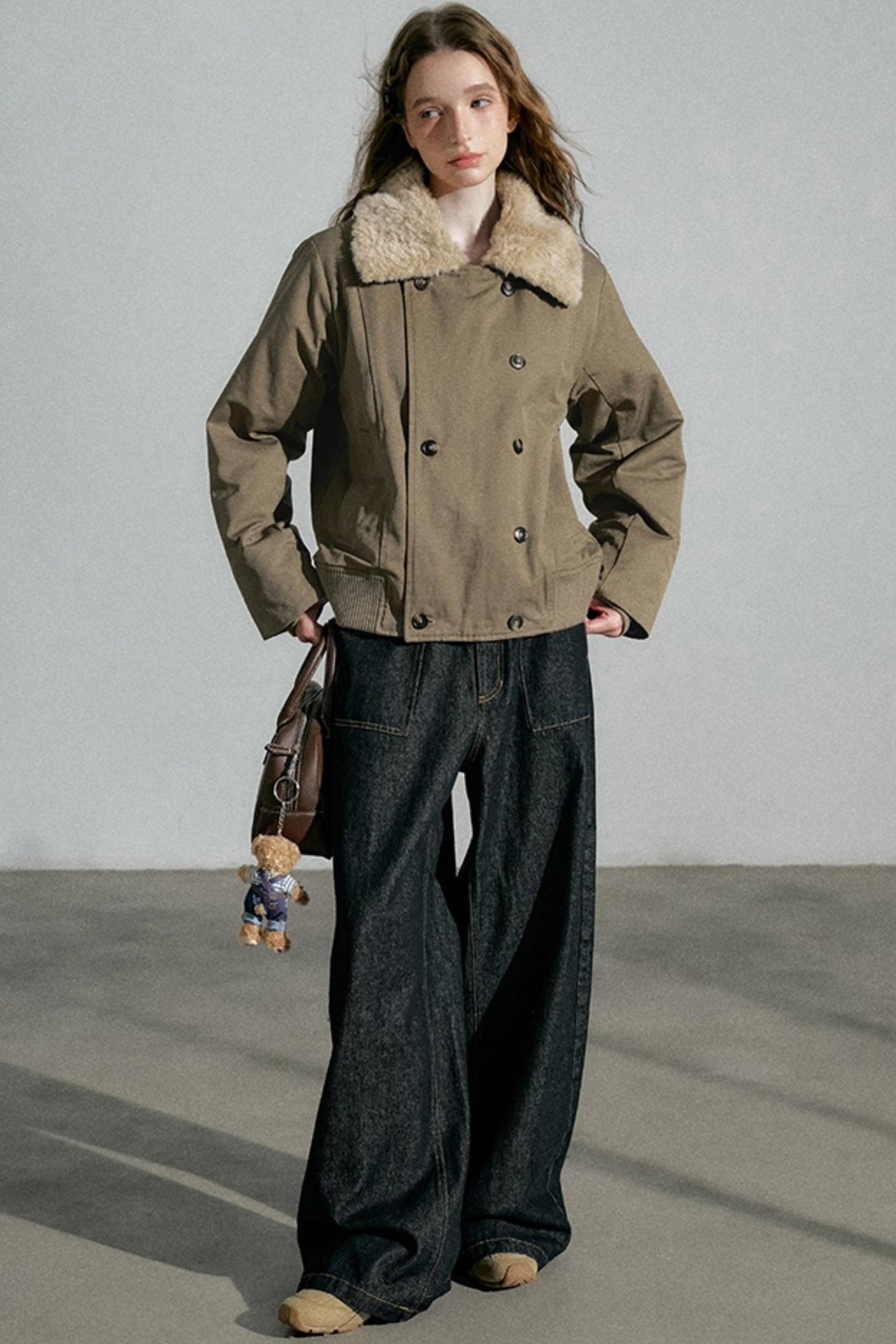 Large Lapel Fashion Double-Breasted Cotton Jacket