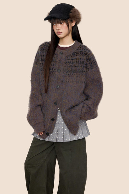 Brushed Crew Neck Cardigan