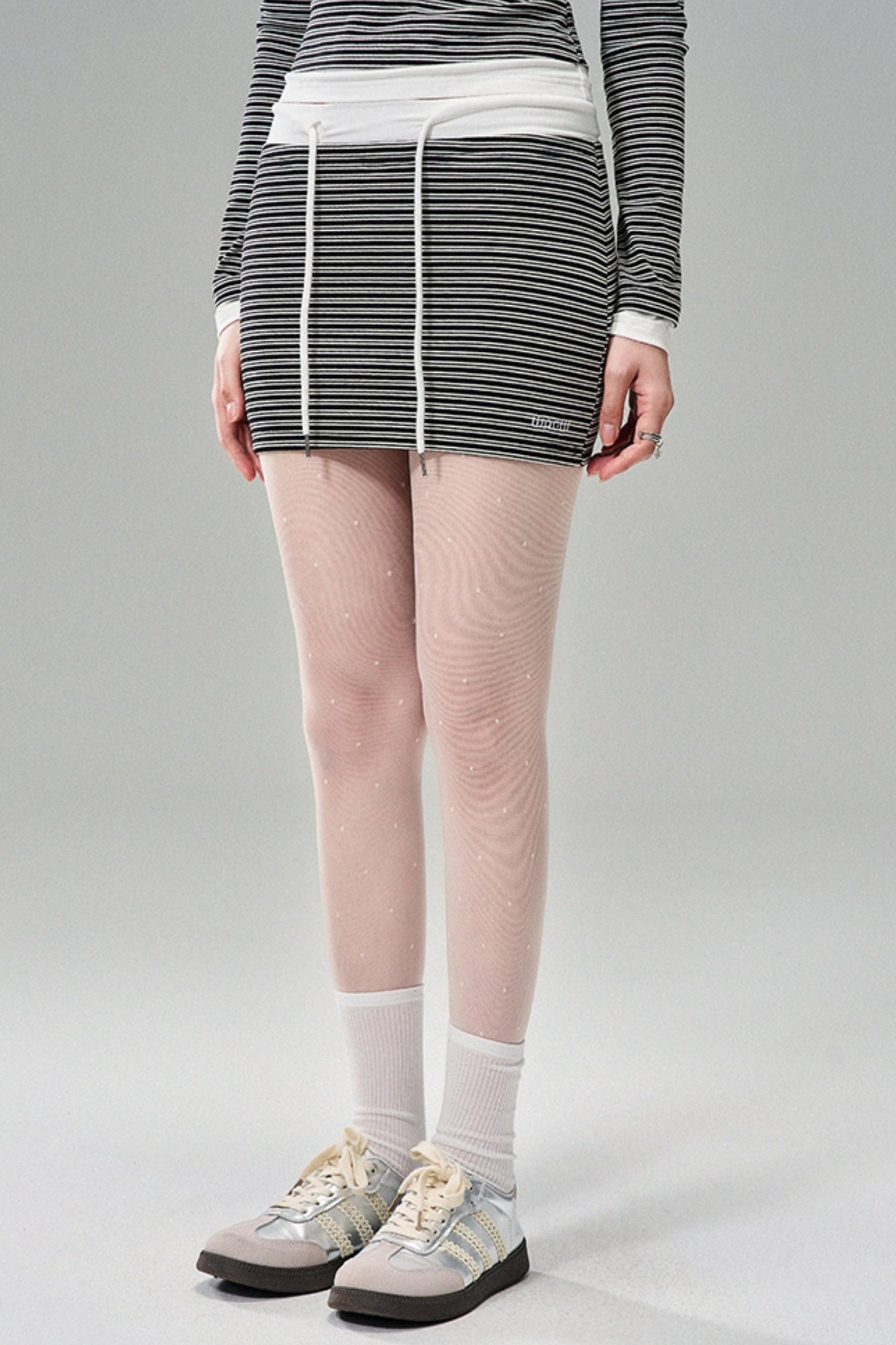 Striped Elegance Black & White Long Sleeve Dress Set-Up