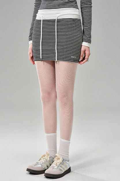 Striped Elegance Black & White Long Sleeve Dress Set-Up