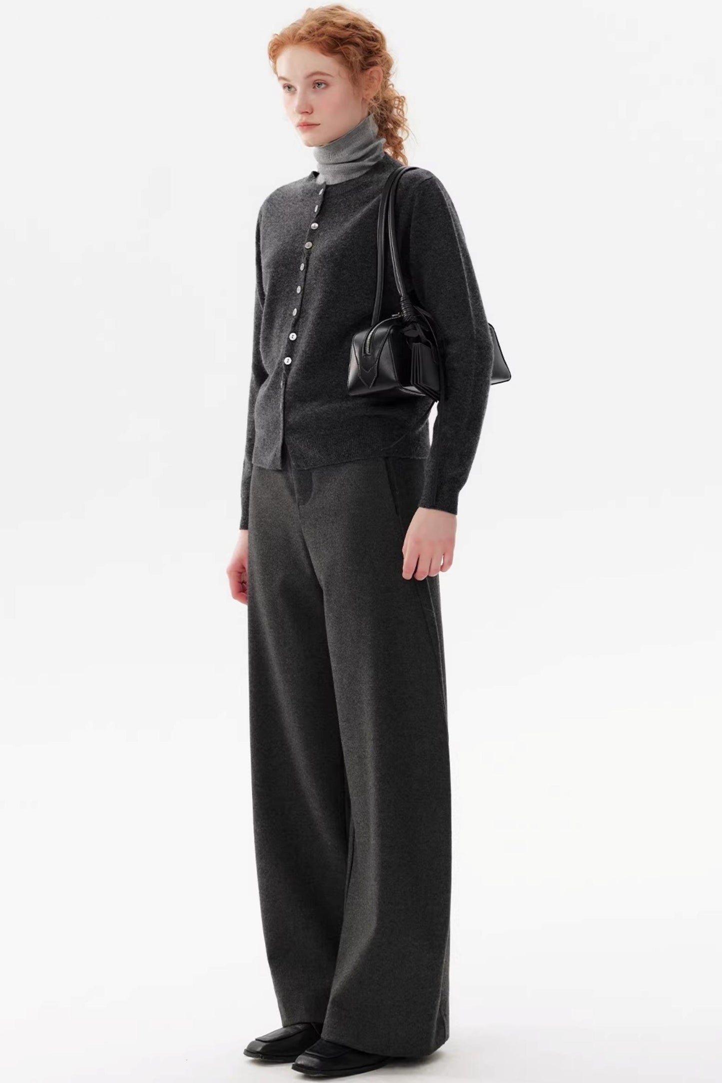 Gray Woolen Drape Trousers