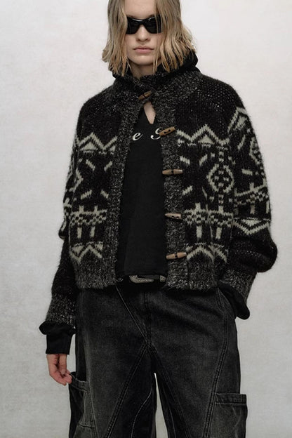 Lazy Fit Fair Isle Sweater Coat