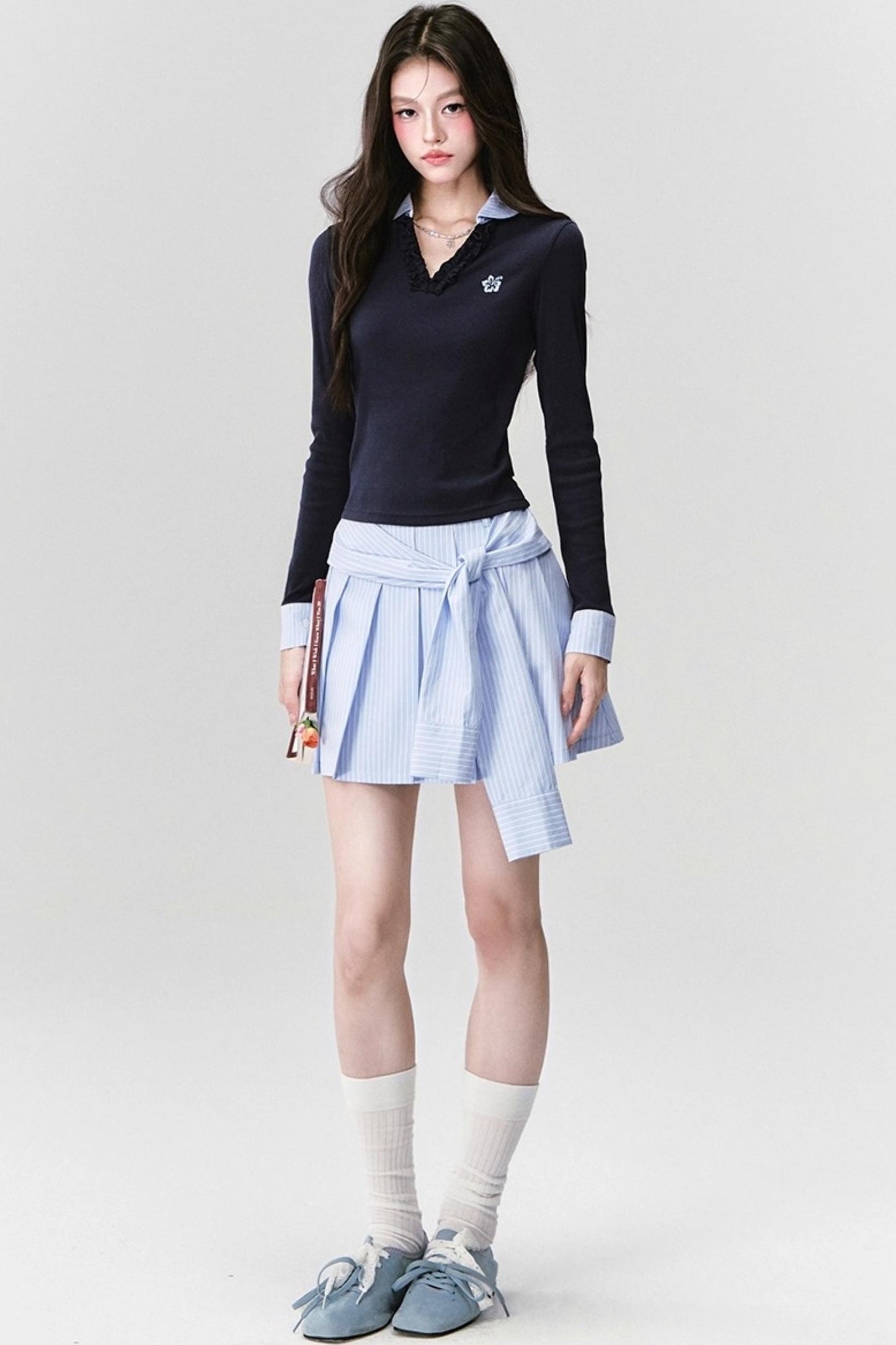 Fragile Love Letter Pleated Skirt Set-Up