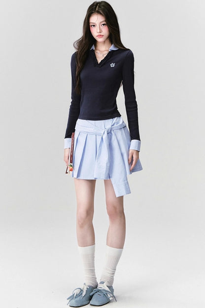 Fragile Love Letter Pleated Skirt Set-Up