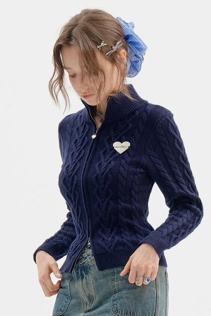 Dark Blue Slim Sweater Top