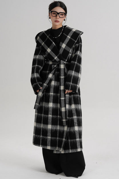 Plaid Alpaca Wool Coat