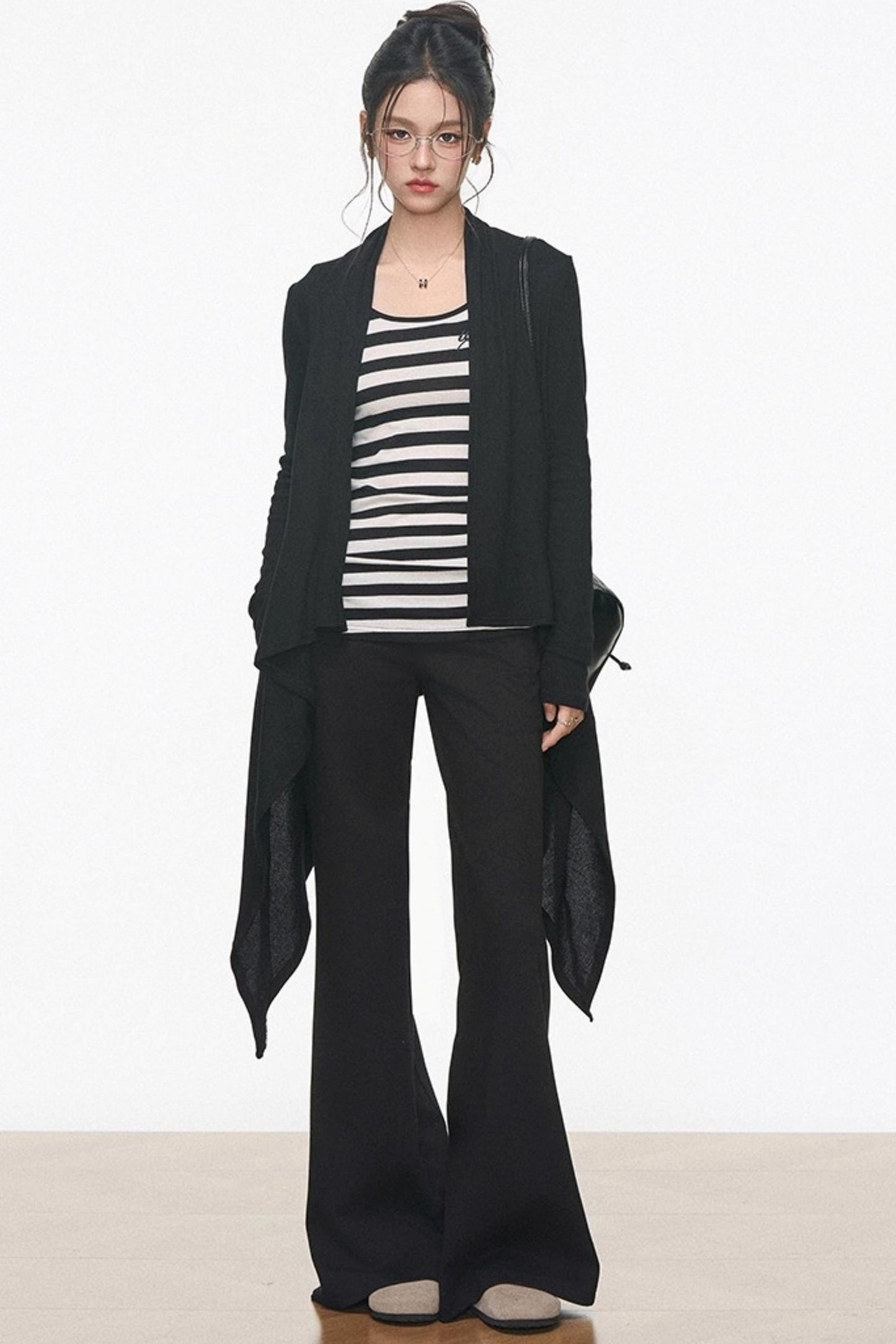 Irregular Knitted Mid-Length Cardigan Set-Up