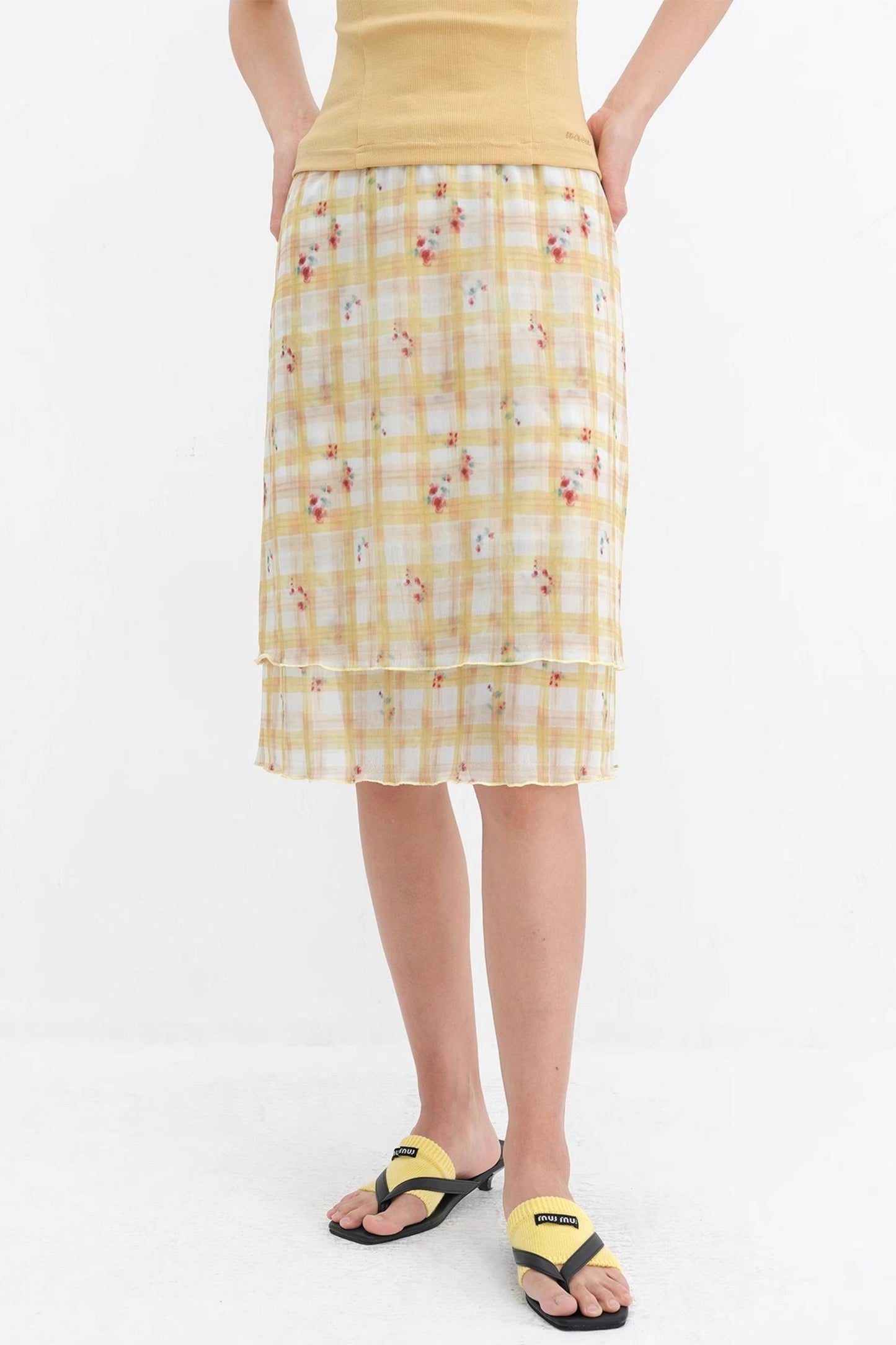 Vibrant Floral Mesh Skirt