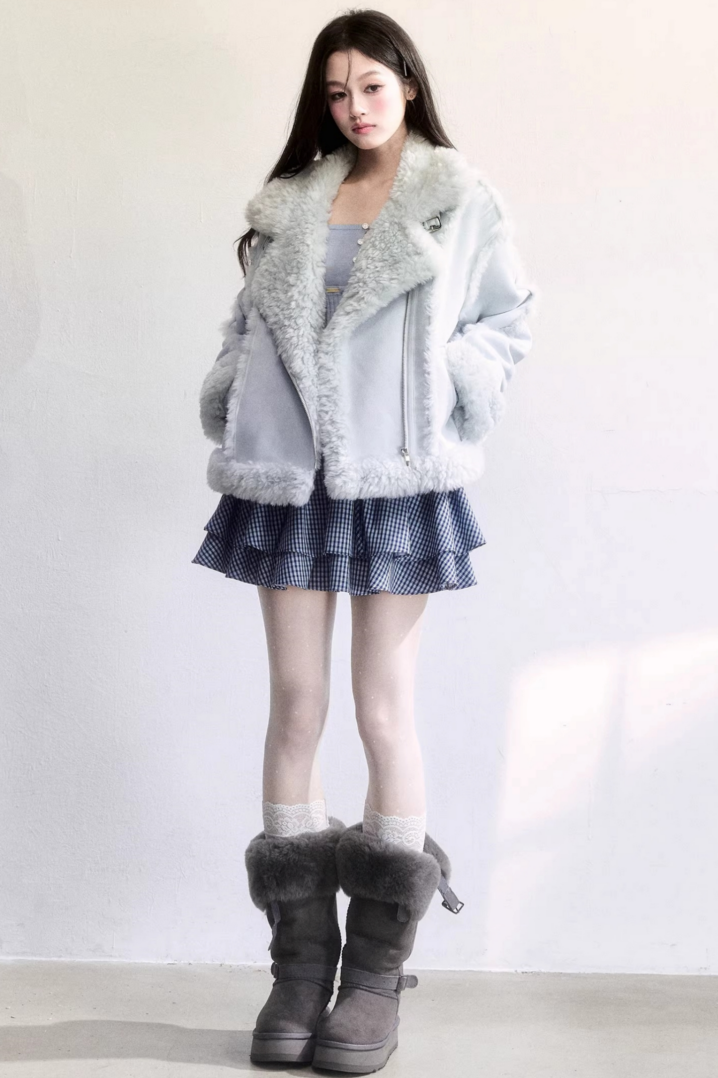 Blue Plaid Ruffled Skirt