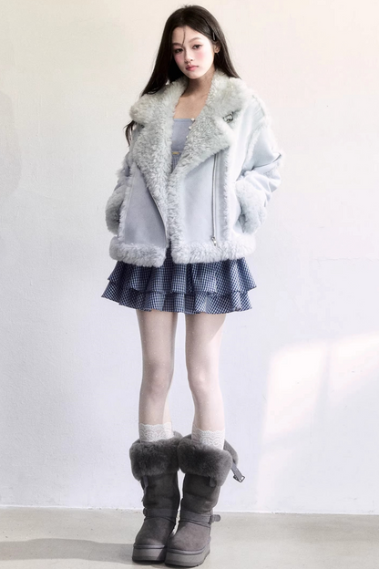 Blue Plaid Ruffled Skirt