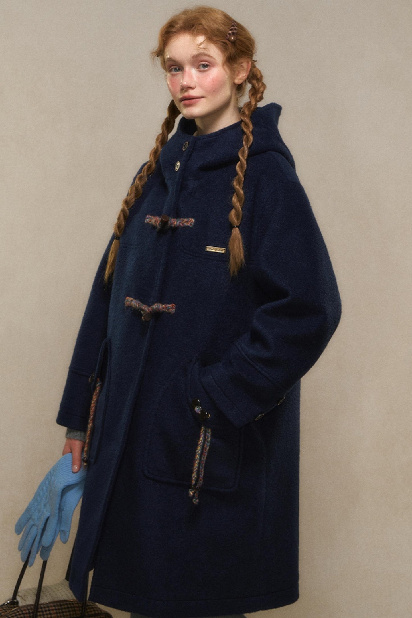 Mid-Length Varsity Style Wool Coat