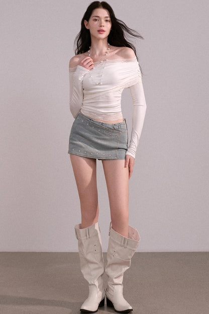 Slim A-Line Denim Skirt