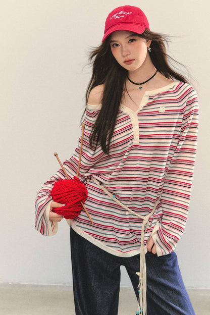 Pink Striped Knit Top