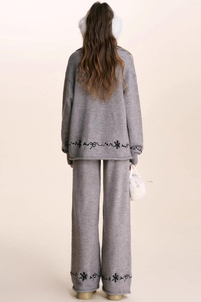 Snowflake Embroidered Knit Set-Up