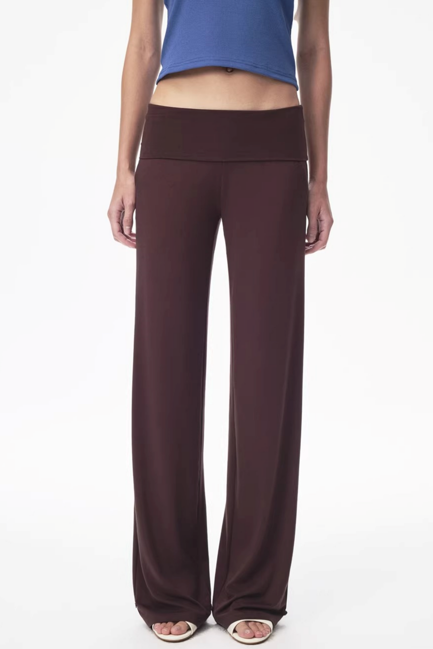 Brown Knit Slim-Fit Pants