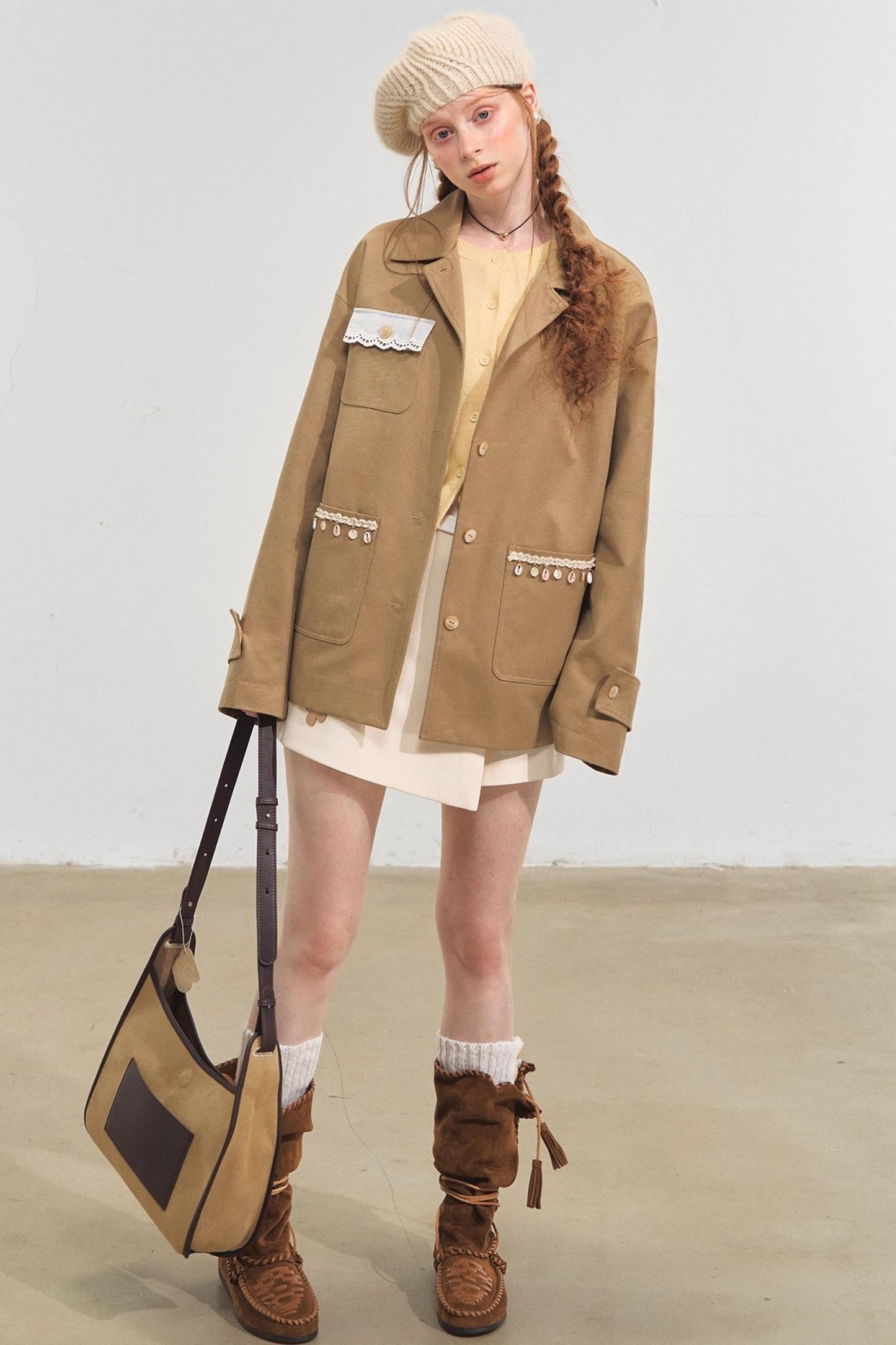 Fringed Shoulder Silhouette Coat