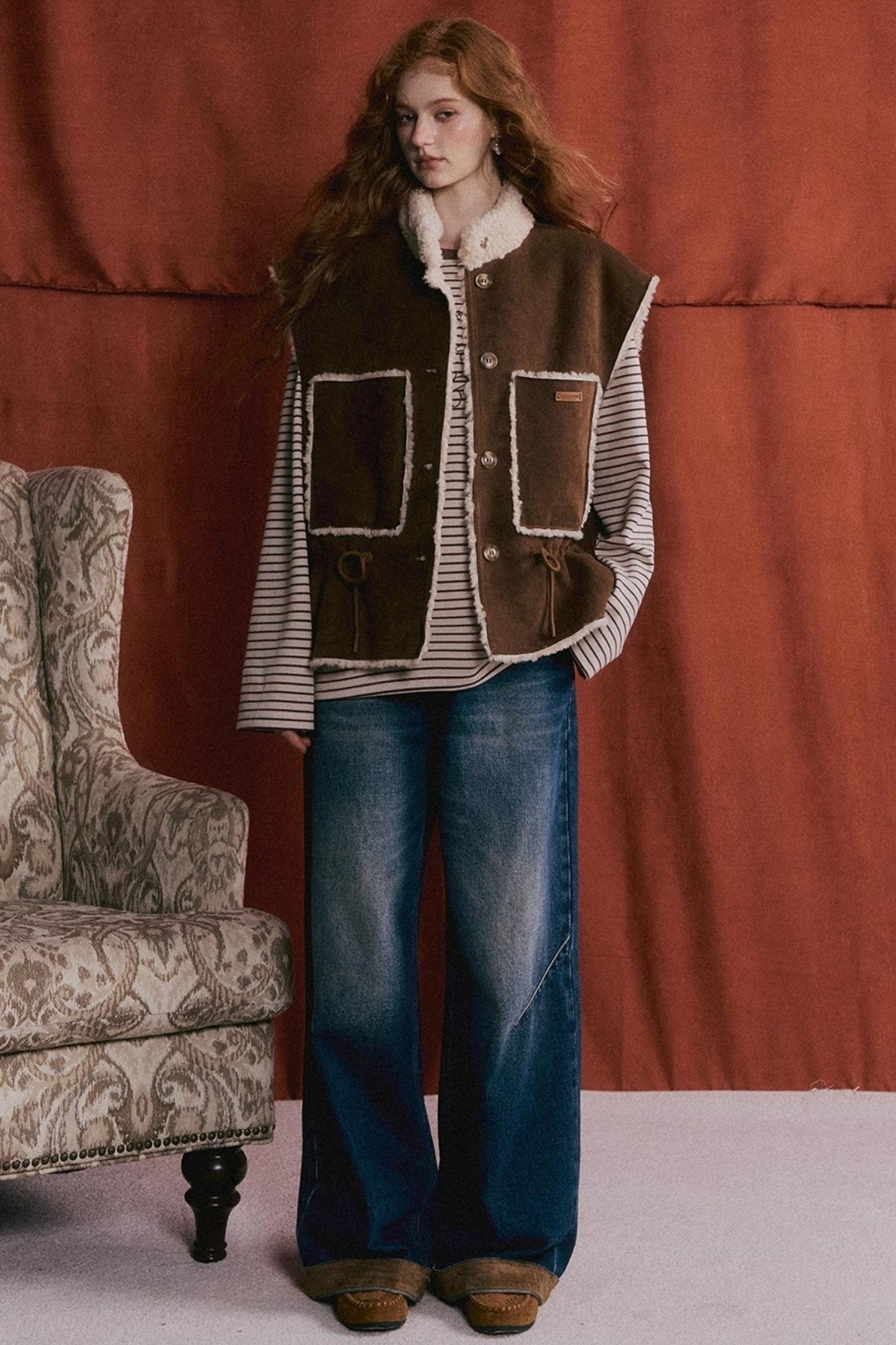 Reversible Fur Suede Vest Jacket