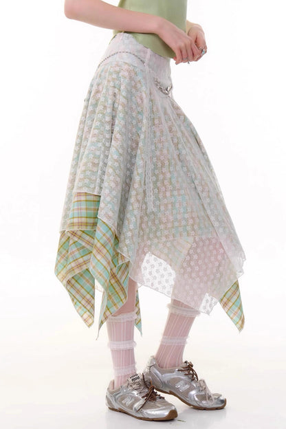 Summer Green Plaid Skirt