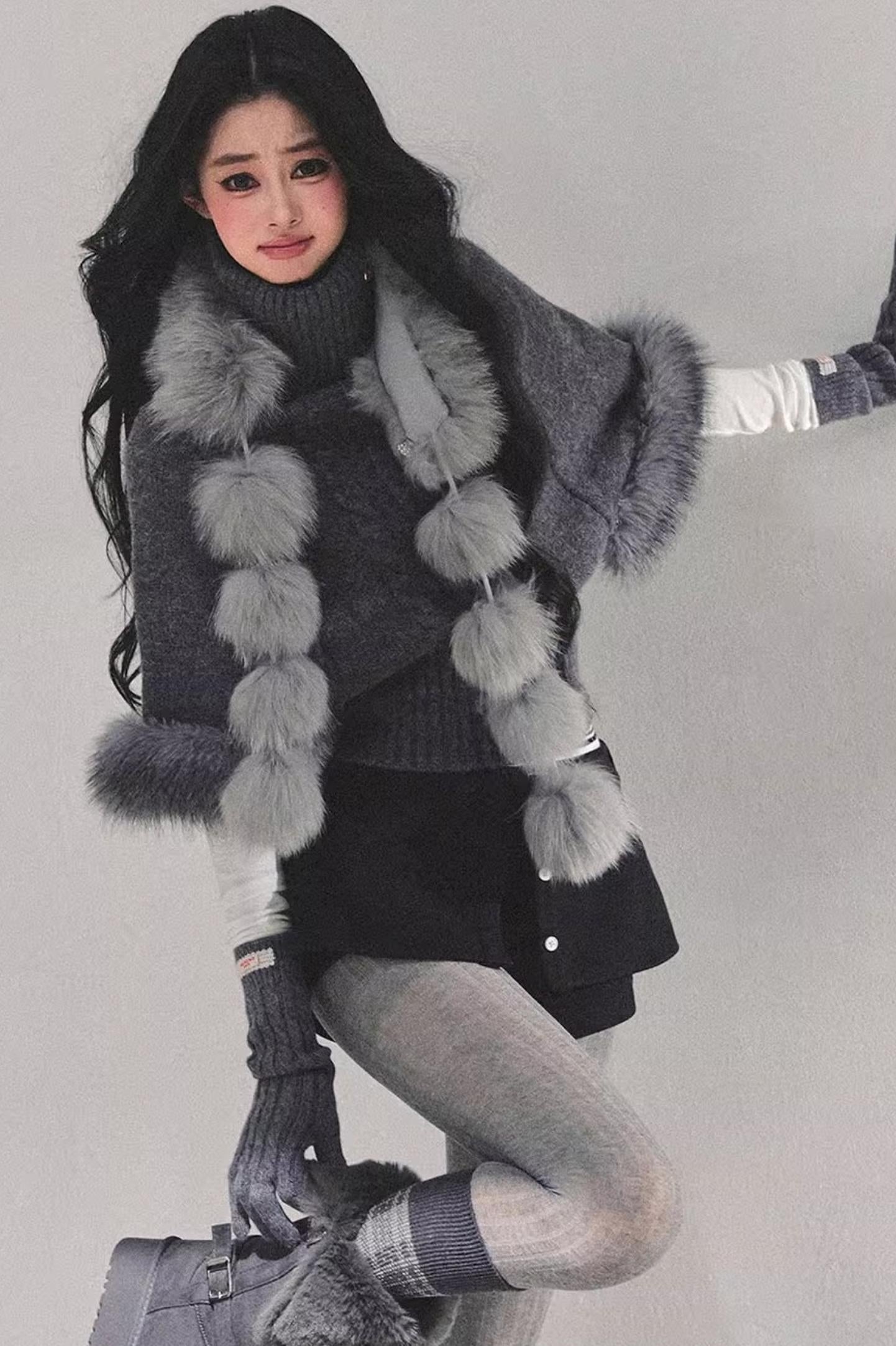 Faux Fox Fur Collar Scarf