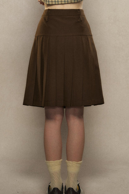 Retro Preppy High Waist Pleated Skirt