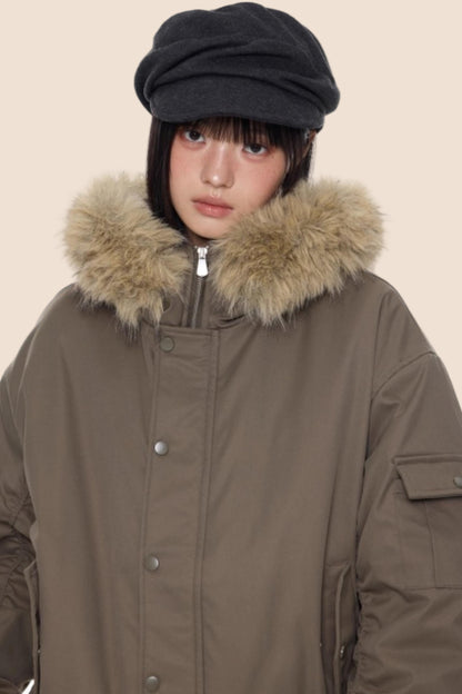 Fur Collar Hooded Cotton Jacket