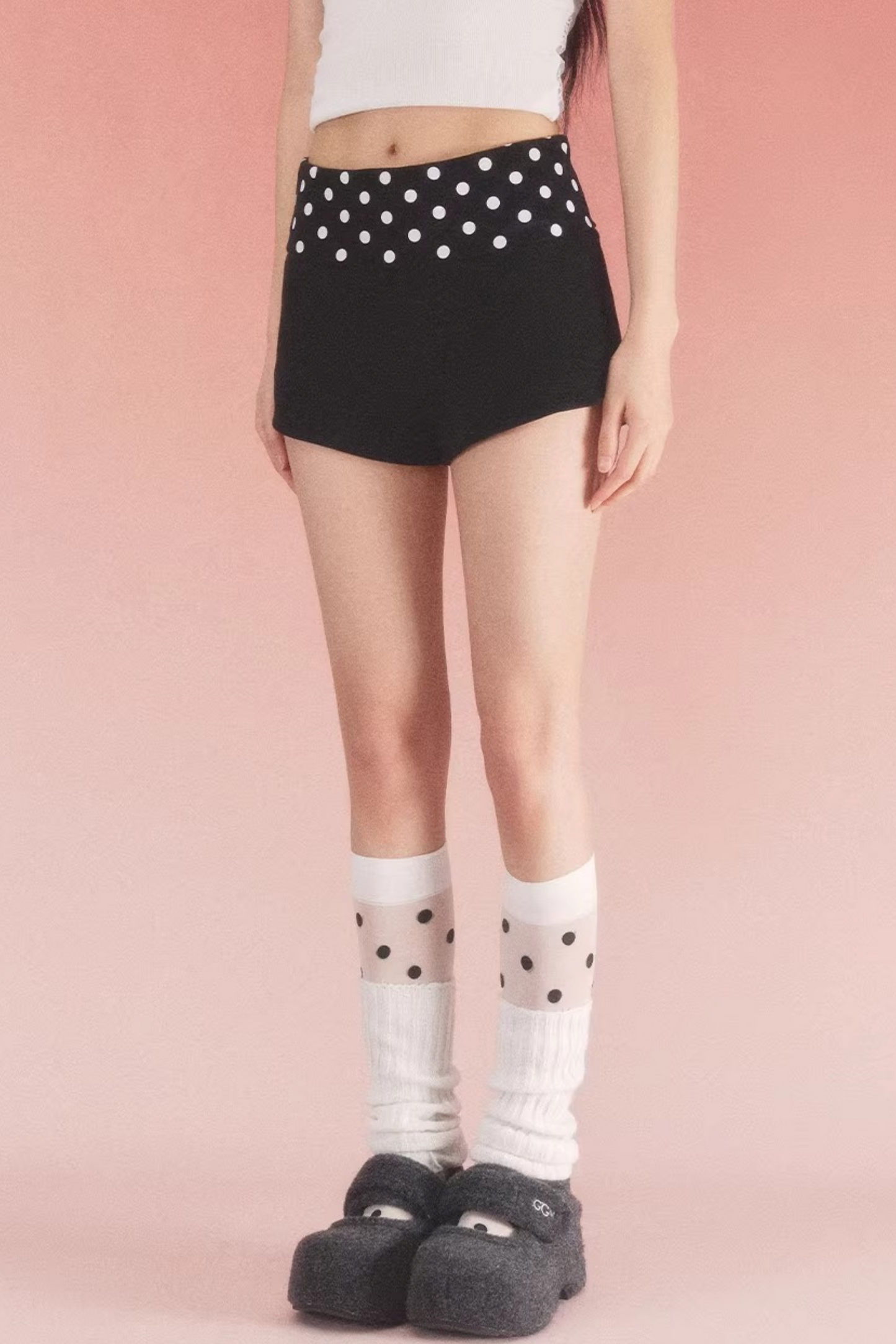 Retro Polka Dot Pleated Shorts