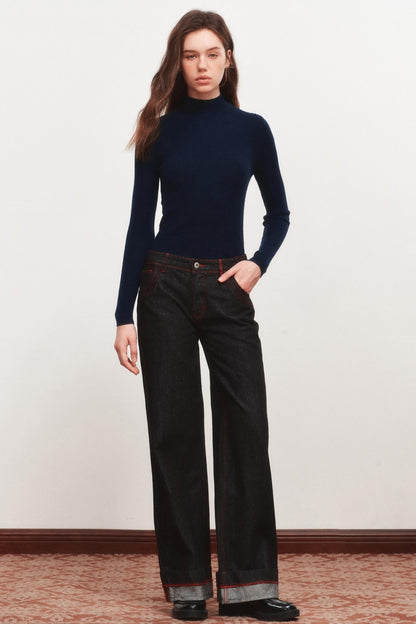 High Neck Knitted Sweater Top