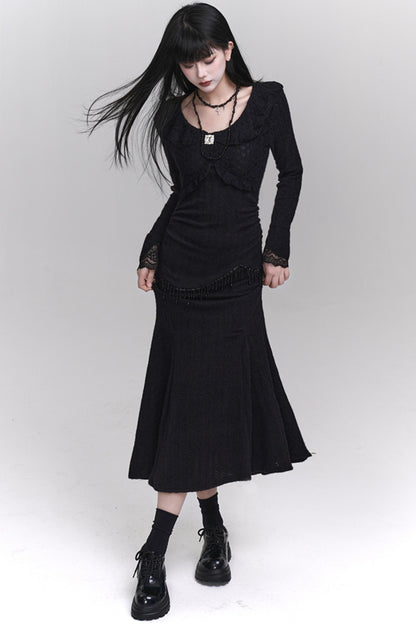 Long Black Knit Dress