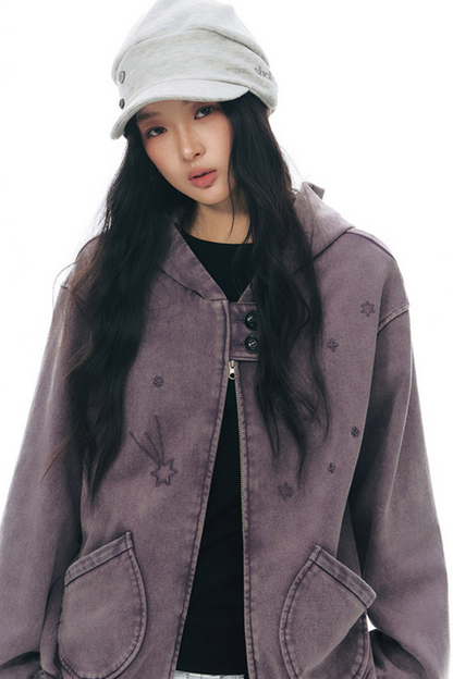 Patchwork Distressed Cardigan Jacket