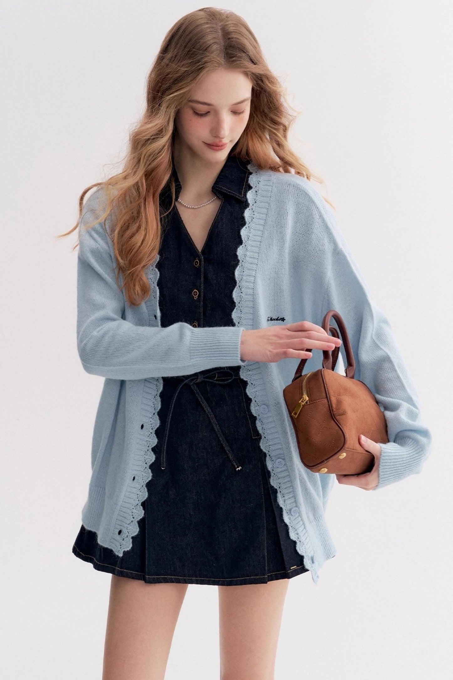 Lazy Cotton V-Neck Denim A-Line Dress