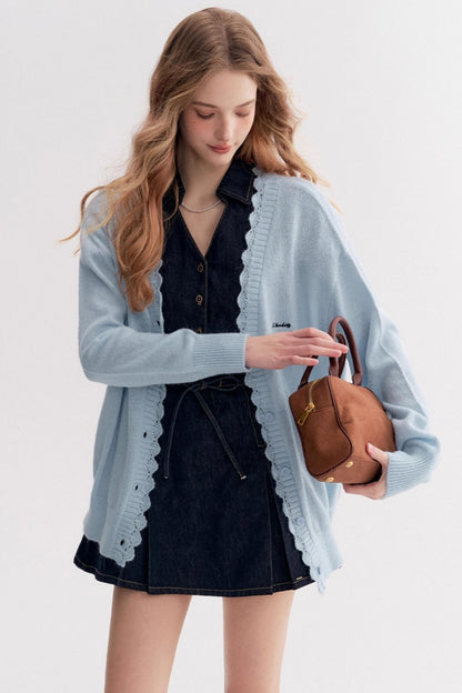 Lazy Cotton V-Neck Denim A-Line Dress