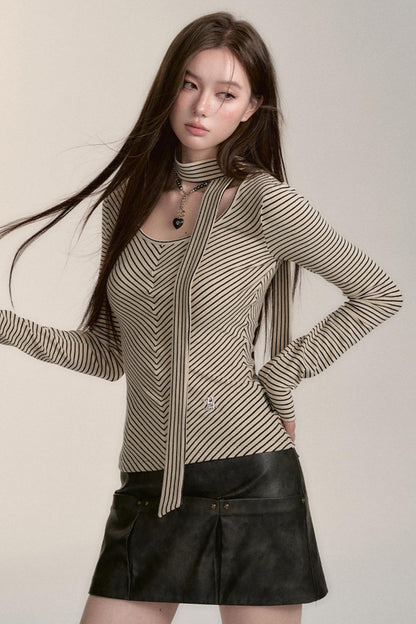 Slim Striped Irregular Top