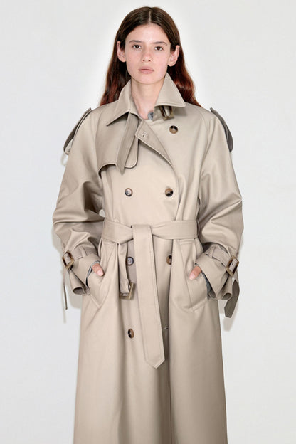 Pleated Silhouette Trench Coat