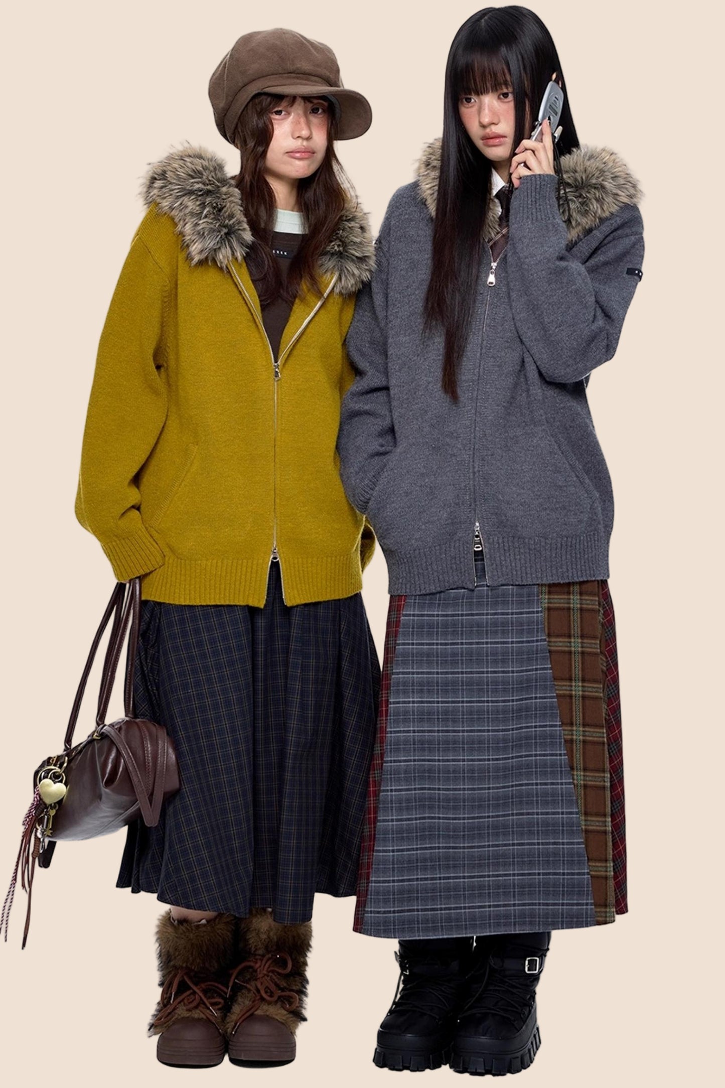 Vintage Knit Hooded Cardigan