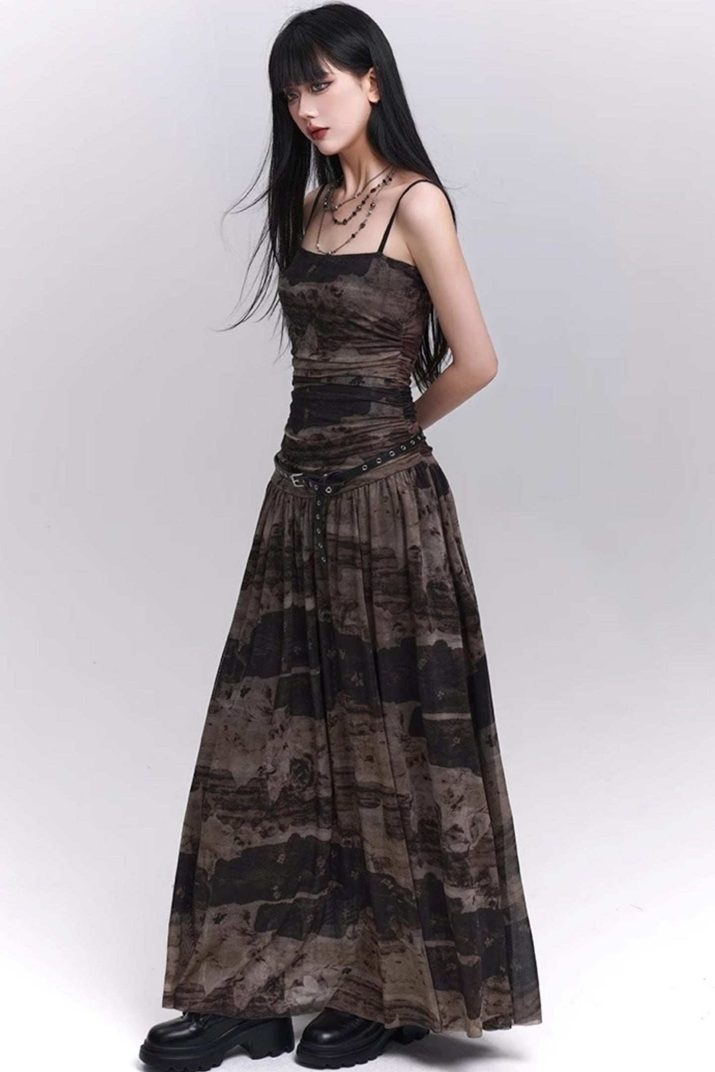 Summer Black And Brown Halter Dress