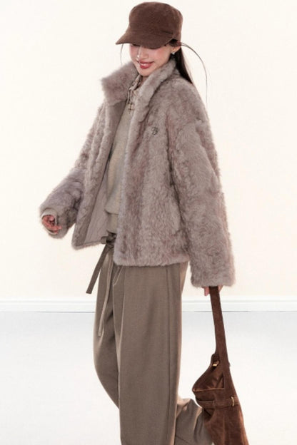 Stand-Up Collar Fur Coat