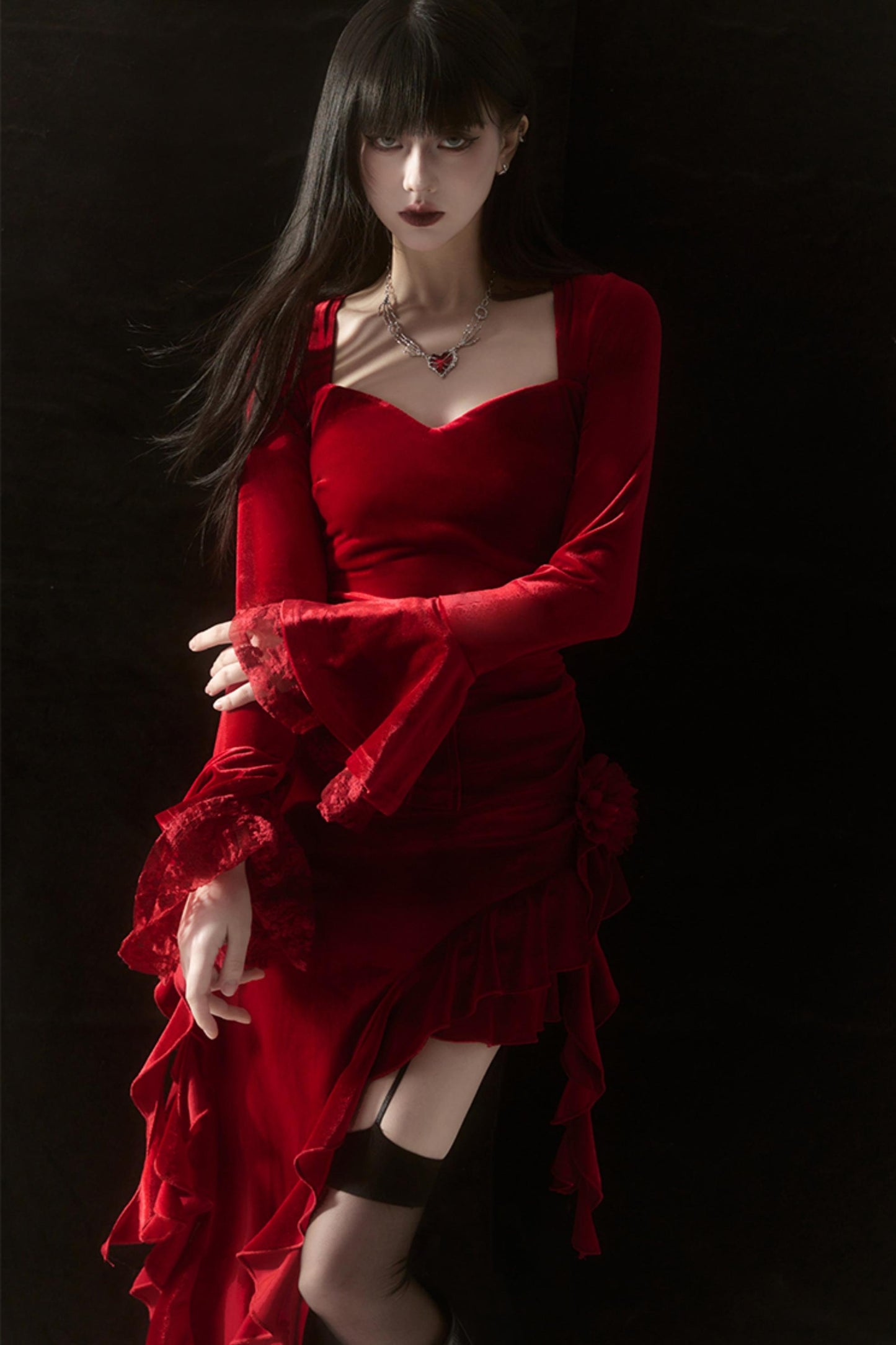 Women's Red Holiday Velvet Dress