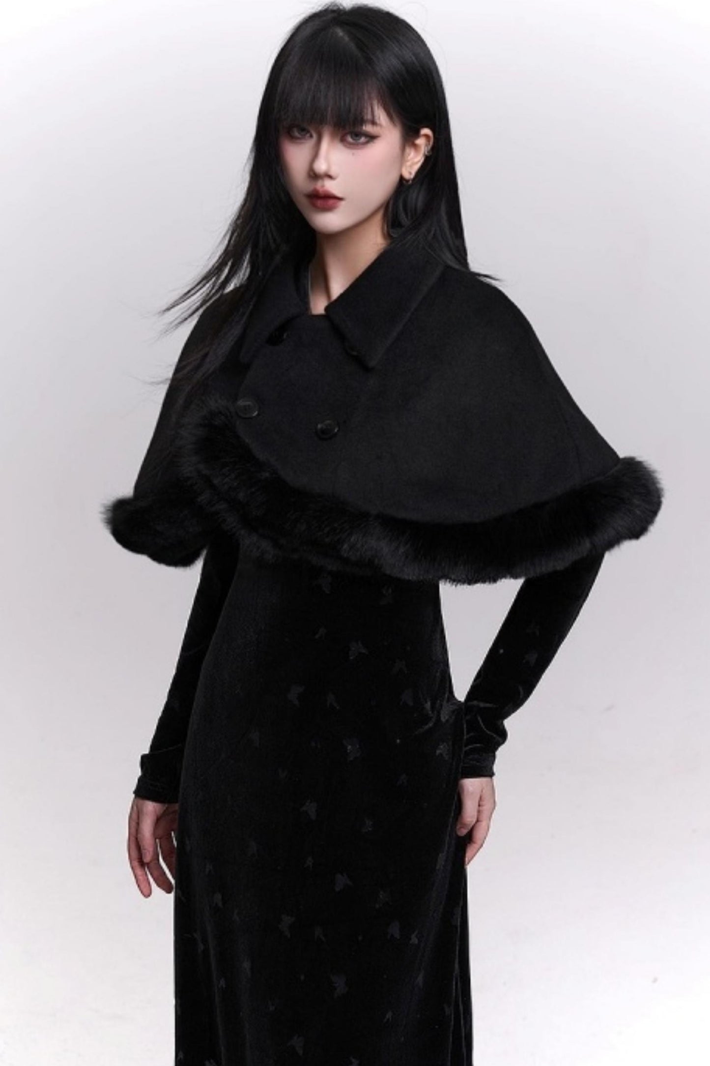 Ghostly Woolen Cape Coat