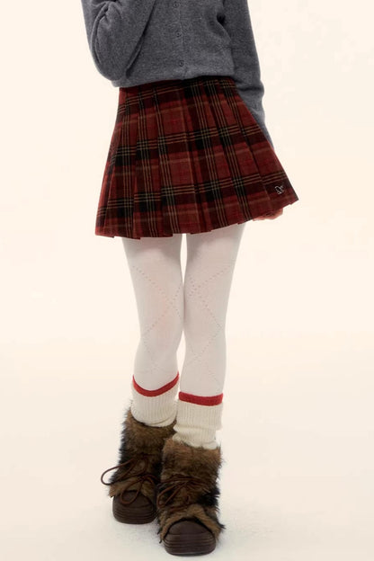 Retro Plaid Wool Skirt