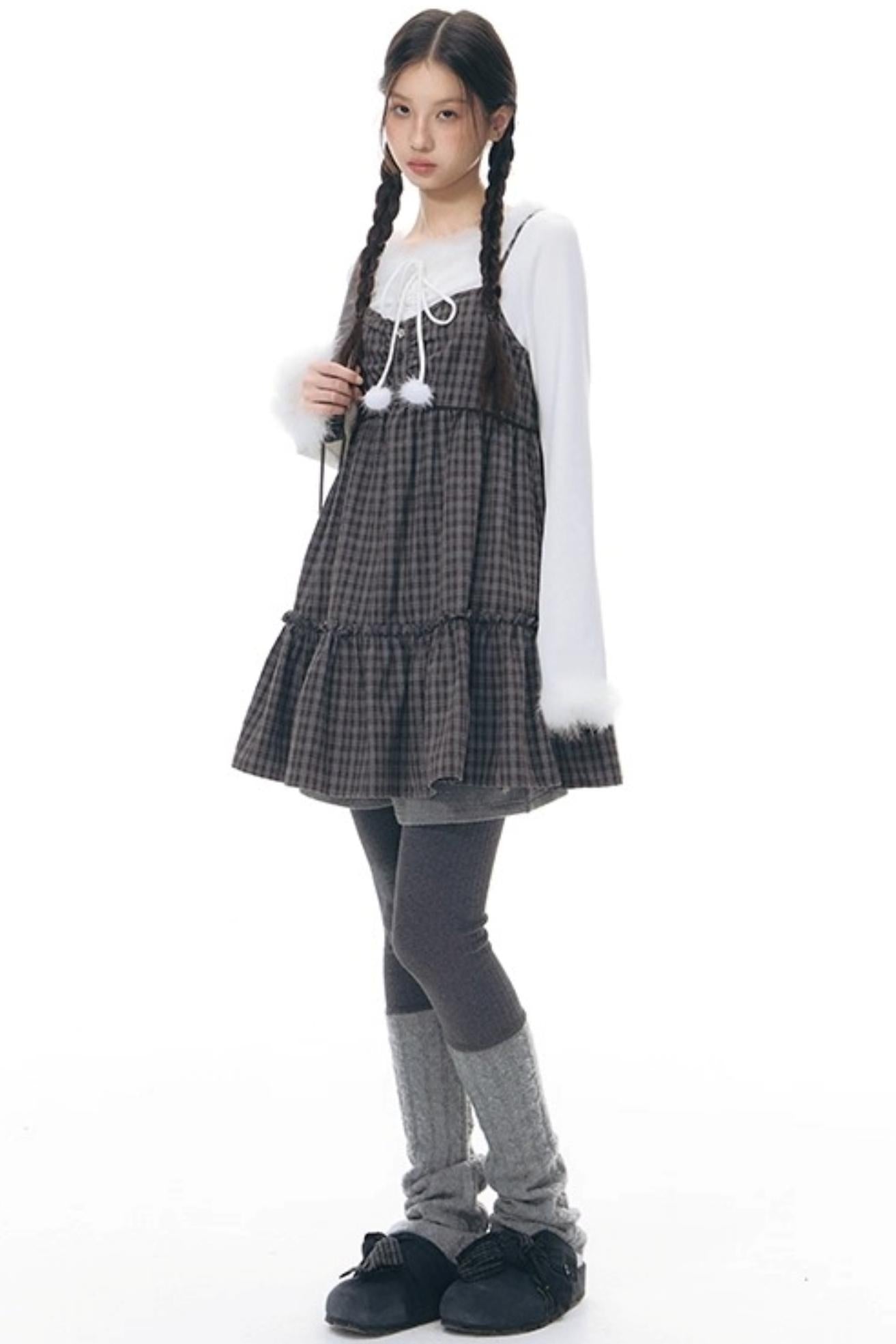 Plaid Ruffled Camisole Dress